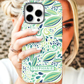 Botanische bladpatroon aangepaste naam Case-Mate iPhone case
