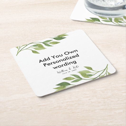 Botanische bladstijl gepersonaliseerd onderzetter (Schuin)