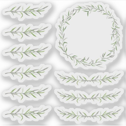 Botanische Bladtak Groene krans Planner Borders Sticker (Voorkant)