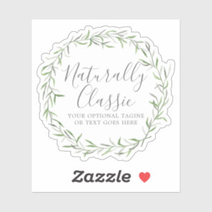 Botanische bladtakken Groene krans Rustieke Logo Sticker
