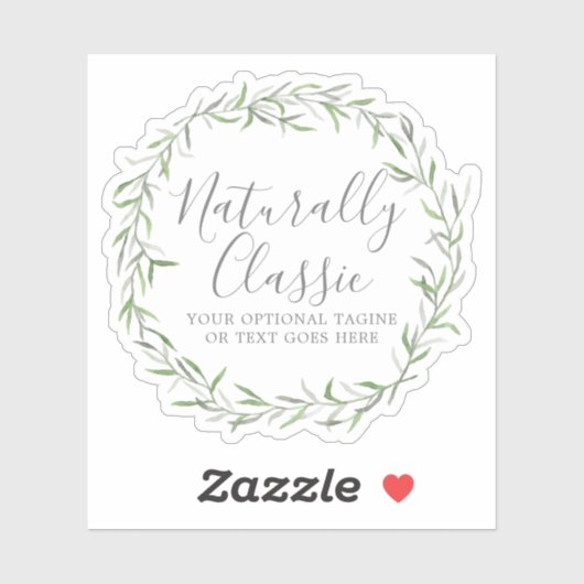 Botanische bladtakken Groene krans Rustieke Logo Sticker (Vel)