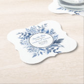 Botanische bladwijze script Navy Blue Save the Dat Kartonnen Onderzetters (Gekanteld)