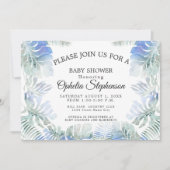 Botanische blauw en groene bladeren Waterverf Show Kaart (Voorkant)