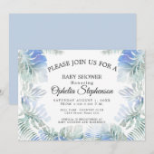 Botanische blauw en groene bladeren Waterverf Show Kaart (Voorkant / Achterkant)