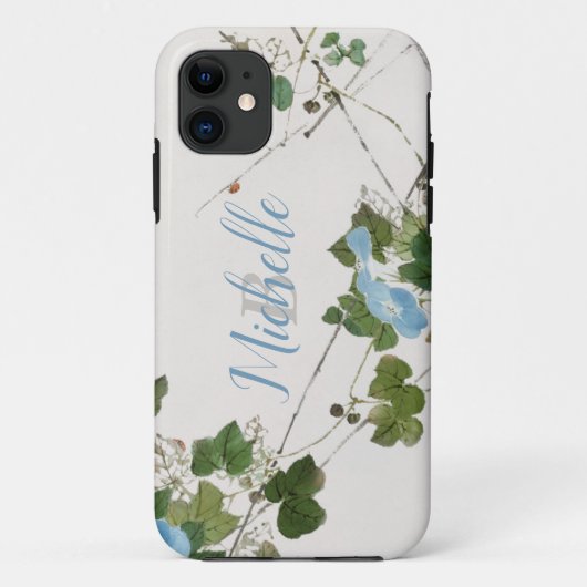 Botanische blauw van Japanse Waterverf Case-Mate iPhone Case (Achterkant)
