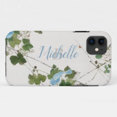 Botanische blauw van Japanse Waterverf Case-Mate iPhone Case (Achterkant (horizontaal))