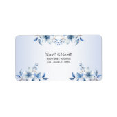 Botanische Blauwe Bloemen Adreslabel Etiket (Voorkant)