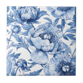 Botanische Blauwe Bloemen Art Nouveau Bloem Badkam Tegeltje