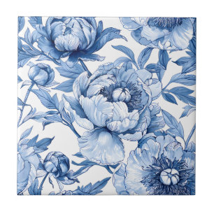 Botanische Blauwe Bloemen Art Nouveau Bloem Badkam Tegeltje