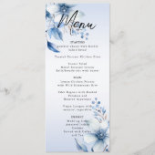 Botanische Blauwe Bloemen Bruiloft Menu (Voorkant)