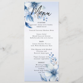 Botanische Blauwe Bloemen Bruiloft Menu
