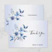 Botanische Blauwe Bloemen Dank u kaart (Voorkant / Achterkant)