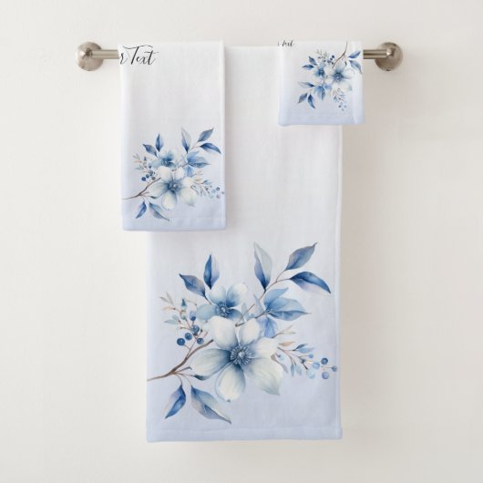 Botanische blauwe bloemen handdoek set (Insitu)
