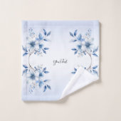Botanische blauwe bloemen handdoek set (Wasdoekje)