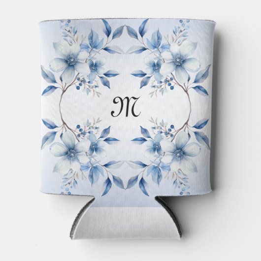 Botanische Blauwe Bloemen Koelbox Blikjeskoeler (Voorkant)