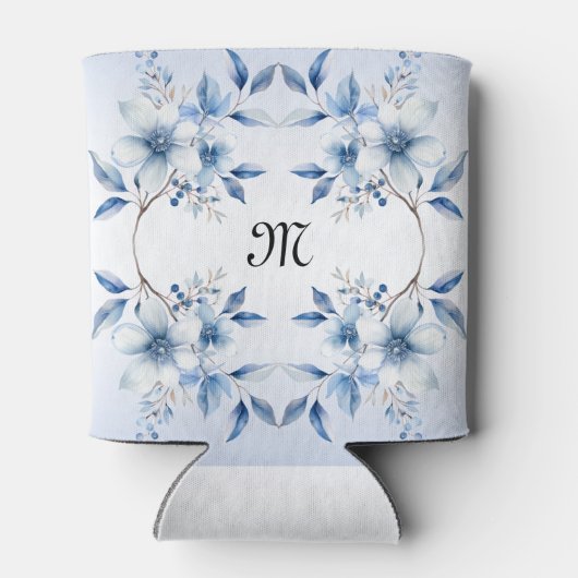 Botanische Blauwe Bloemen Koelbox Blikjeskoeler (Achterkant)