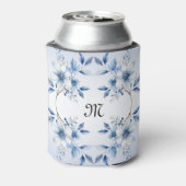 Botanische Blauwe Bloemen Koelbox Blikjeskoeler (Blikje Achterkant)