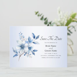 Botanische blauwe bloemen sparen de datum save the date