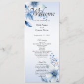 Botanische Blauwe Bloemen Trouwprogramma Programmakaart (Voorkant)