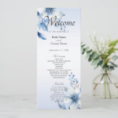 Botanische Blauwe Bloemen Trouwprogramma Programmakaart (Staand voorkant)