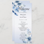 Botanische Blauwe Bloemen Trouwprogramma Programmakaart (Voorkant / Achterkant)