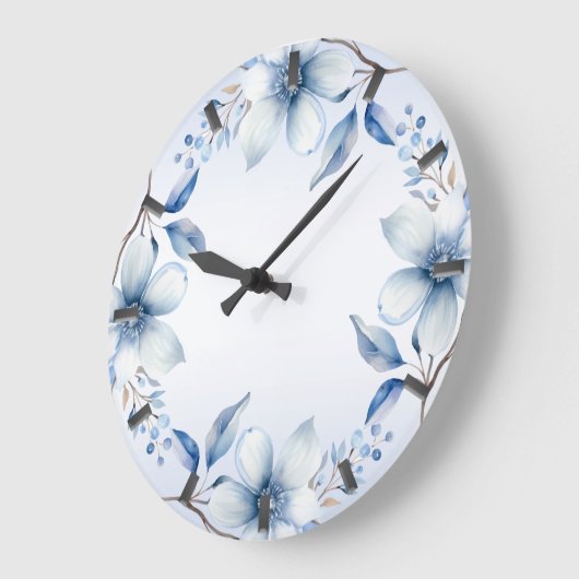 Botanische Blauwe Bloemen Wandklok (Hoek)