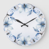 Botanische Blauwe Bloemen Wandklok (Voorkant)