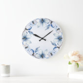 Botanische Blauwe Bloemen Wandklok (Huis)