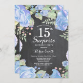 Botanische blauwe bosbouw 15e verjaardag kaart (Voorkant / Achterkant)