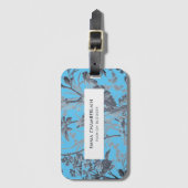 Botanische Blauwe Chinoiserie Gepersonaliseerde Ba Bagagelabel (Voorkant (verticaal))