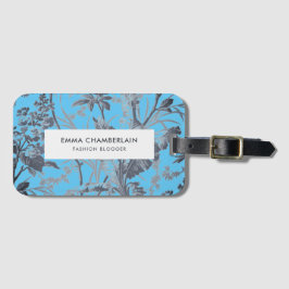 Botanische Blauwe Chinoiserie Gepersonaliseerde Ba Bagagelabel