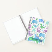 Botanische Blauwe Dino Dinosaurus Aangepaste Naam Notitieboek (Binnen)