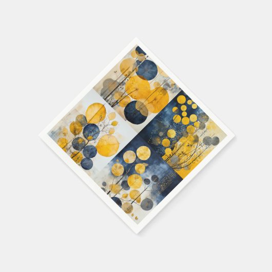 Botanische blauwe en gele servetten (Hoek)