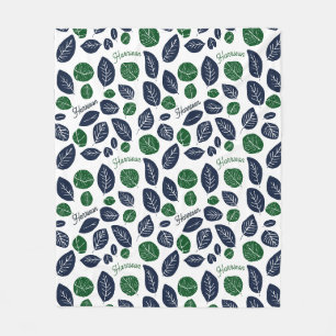 Botanische blauwe en groene babyjongen fleece deken