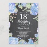 Botanische Blauwe Floral 18th Birthday Uitnodiging<br><div class="desc">Botanische Blue Floral 18th Birthday Invitation. Floral Pink Peonies Birthday Invitation for Women. Waterverf Floral Flower. Elegant roze en Peony Flowers. Volwassen verjaardag. Chalkboard Achtergrond. Zwart-wit. 13e 15e 16e 18e 21e 30e 40e 50e 60e 70e 90e 100e, Alle leeftijden. Voor verdere aanpassing, te klikken gelieve de knoop "van de Aanpassing...</div>