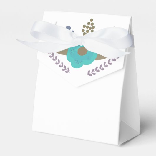 Botanische Blauwe Floral Leaves Party Favor Boxes Bedankdoosjes (Voorkant Zijde)