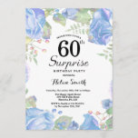 Botanische Blauwe Floral Surprise 60th Birthday Kaart<br><div class="desc">Botanische Blue Floral Surprise 60th Birthday Invitation. Floral Pink Peonies Birthday Invitation for Women. Waterverf Floral Flower. Elegant roze en Peony Flowers. Volwassen verjaardag. Witte achtergrond. Zwart-wit. 13e 15e 16e 18e 21e 30e 40e 50e 60e 70e 90e 100e, Alle leeftijden. Voor verdere aanpassing, te klikken gelieve de knoop "van de...</div>