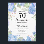 Botanische Blauwe Floral Surprise 70th Birthday Kaart<br><div class="desc">Botanische Blue Floral Surprise 70th Birthday Invitation. Floral Pink Peonies Birthday Invitation for Women. Waterverf Floral Flower. Elegant roze en Peony Flowers. Volwassen verjaardag. Witte achtergrond. Zwart-wit. 13e 15e 16e 18e 21e 30e 40e 50e 60e 70e 90e 100e, Alle leeftijden. Voor verdere aanpassing, te klikken gelieve de knoop "van de...</div>