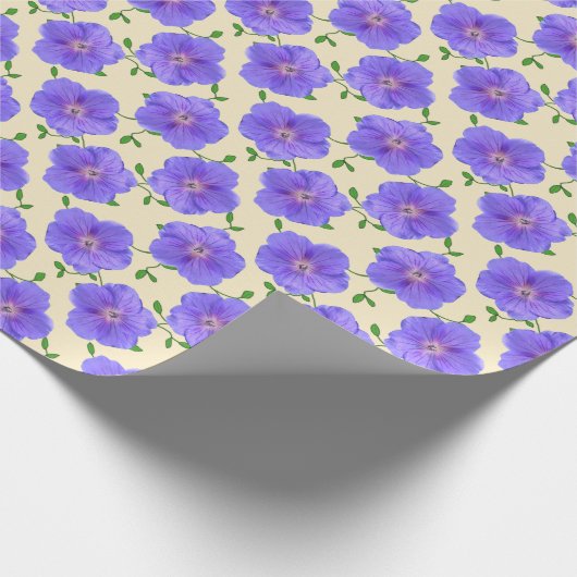 Botanische blauwe geraniumventilator cadeaupapier (Hoek)