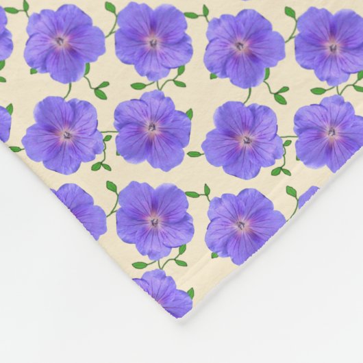 Botanische blauwe geraniumventilator fleece deken (Hoek)