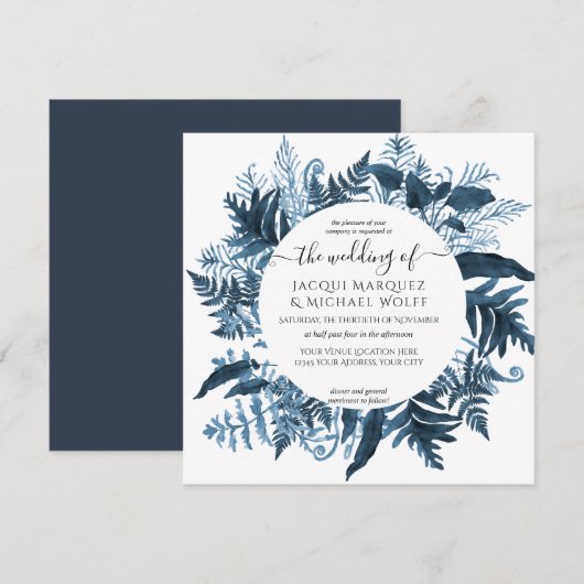  botanische blauwe groene Waterverf met adem Kaart (Voorkant / Achterkant)