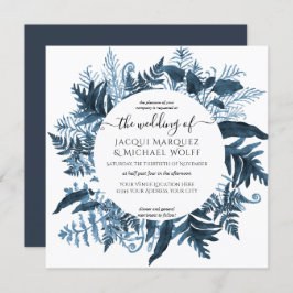  botanische blauwe groene Waterverf met adem Kaart