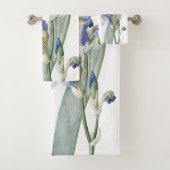 Botanische blauwe Iris Flowers Art Bath Towel Set Bad Handdoek (Insitu)