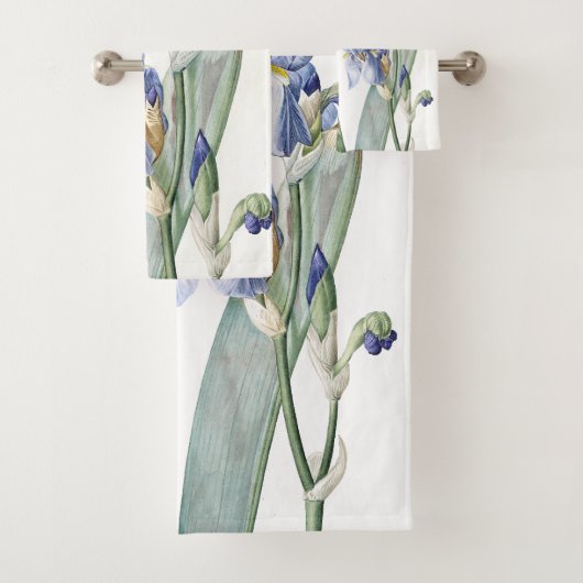 Botanische blauwe Iris Flowers Art Bath Towel Set Bad Handdoek (Insitu)