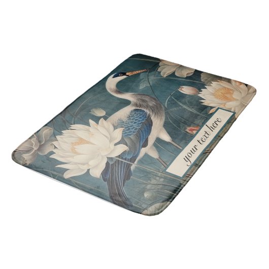 botanische blauwe kraan, aanpasbaar badmat (Gekanteld)