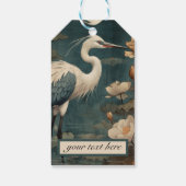 botanische blauwe kraan aanpasbaar cadeaulabel (Achterkant)