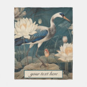 botanische blauwe kraan aanpasbaar fleece deken (Voorkant)