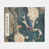  botanische blauwe kraan aanpasbaar fleece deken (Voorkant (Horizontaal))