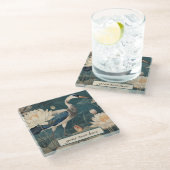  botanische blauwe kraan aanpasbaar glazen onderzetter (Schuin)