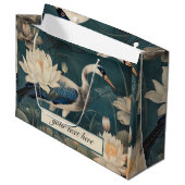  botanische blauwe kraan aanpasbaar groot cadeauzakje (Voorkant Gekanteld)